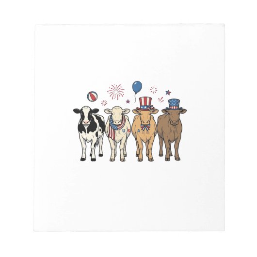 Patriotic Cow Lineup Vintage Vector Shirt Design_1 Notizblock (Vorderseite)