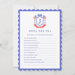 Patriotic Cre | Spill the Tea | Bridal Shower Game Einladung