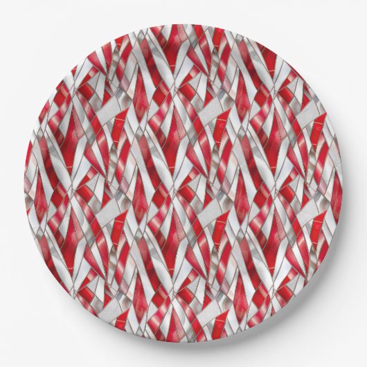 Patriotic Crimson Silver Weave Pappteller (Vorderseite)