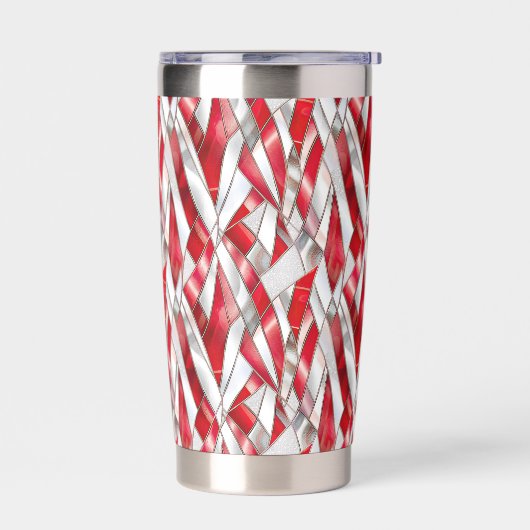 Patriotic Crimson Silver Weave Thermobecher (Links)