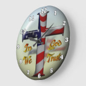 Patriotic Cross fun wall clock Große Wanduhr (Winkel)
