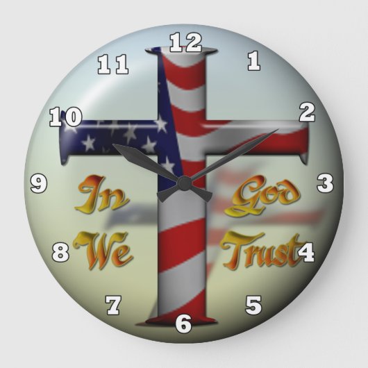 Patriotic Cross fun wall clock Große Wanduhr (Vorderseite)