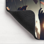 Patriotic Crowd Holding American Fags Mousepad (Ecke)
