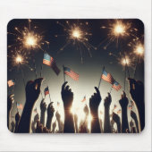 Patriotic Crowd Holding American Fags Mousepad (Vorne)