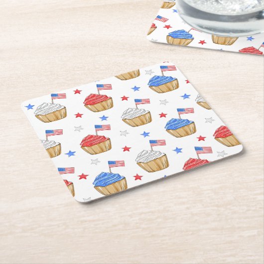 Patriotic Cupcake American Flag Stars Rechteckiger Pappuntersetzer (angewinkelt)