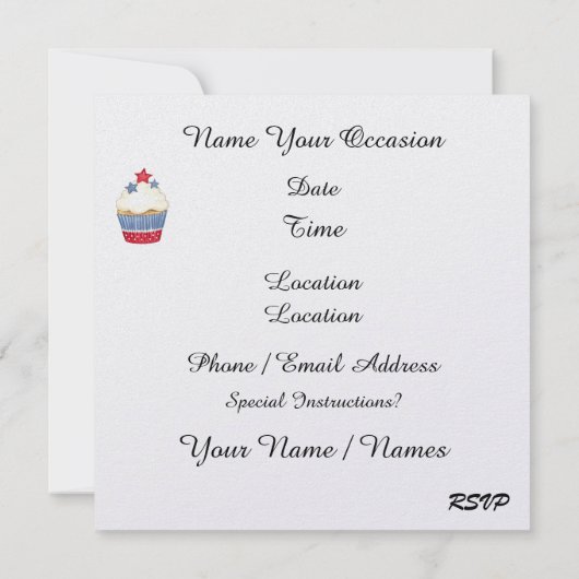Patriotic Cupcake Einladung (Rückseite)
