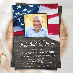 Patriotic Custom Foto American Flag Geburtstag Einladung