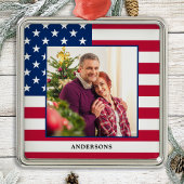 Patriotic Custom Foto American Flag Weihnachten Ornament Aus Metall