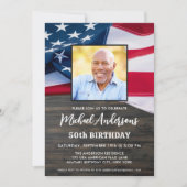 Patriotic Custom Foto USA American Flag Birthday Einladung (Vorderseite)
