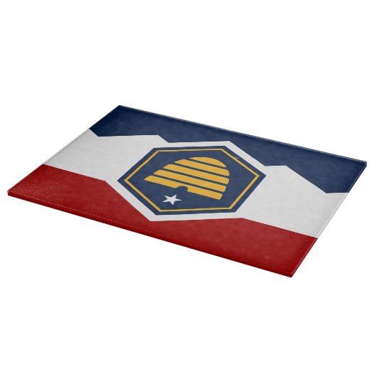 Patriotic cutting board with Flag of Utah, US Schneidebrett (Ecke)