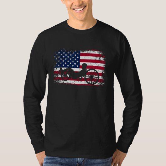 Patriotic Cyclist 4th Of July USA Flag Recumbent C T-Shirt (Vorderseite)