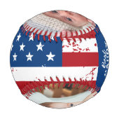 Patriotic DADDY Happy Vatertag Custom 2 Foto Baseball (Rückseite)
