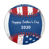 Patriotic DADDY Happy Vatertag Custom 2 Foto Baseball (Vorderseite)