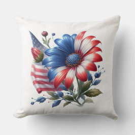 Patriotic Daisies und amerikanische Flagge Kissen