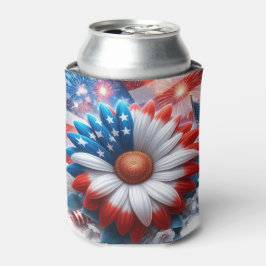 Patriotic Daisy and American Flag Independence Day Dosenkühler