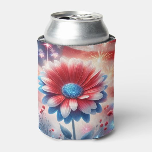 Patriotic Daisy and American Flag Independence Day Dosenkühler (Kanne Vorderseite)