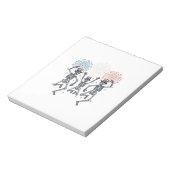 Patriotic Dancing Skeleton Fireworks Vintage Shirt Notizblock (Rotiert)