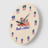 Patriotic 'Danke, ein Soldat' Peach Large Clock Große Wanduhr (Winkel)