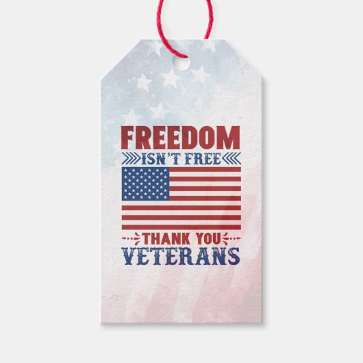 Patriotic Dankeschön Veterans Freedom Gift Tag Geschenkanhänger (Vorderseite)