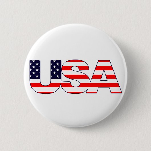 Patriotic das Wort USA in amerikanischen Flaggenfa Button (Vorderseite)