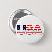 Patriotic das Wort USA in amerikanischen Flaggenfa Button (Vorne & Hinten)