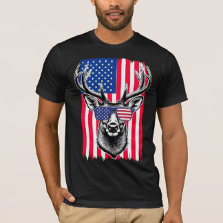 Patriotic Deer trägt eine amerikanische Flaggenson T-Shirt
