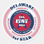 Patriotic Delaware Circle Design Aufkleber (Vorderseite)
