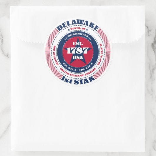 Patriotic Delaware Circle Design Aufkleber (Tasche)