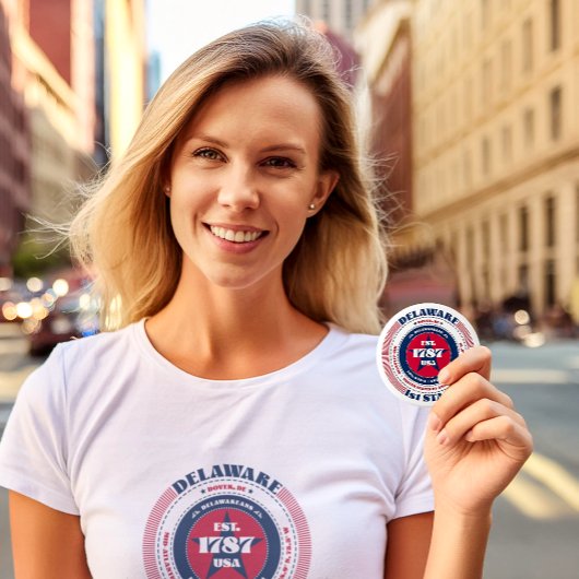 Patriotic Delaware Circle mit Staat Details Button