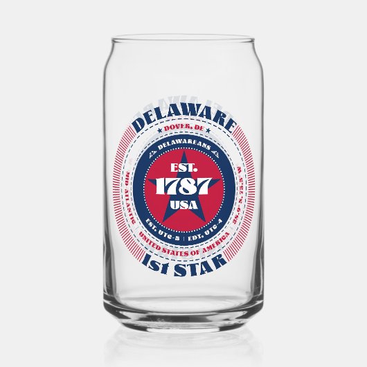 Patriotic Delaware Typografy Design Trinkbehälter Dosenglas (Rückseite)