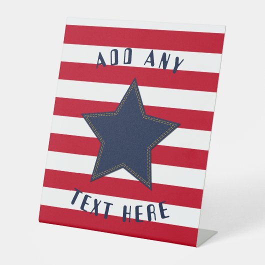 Patriotic Denim Look Star Streifen individuell anp Sockelschild (Vorderseite)
