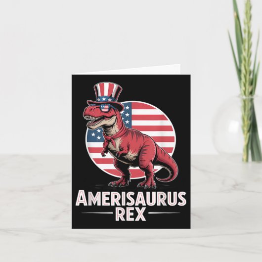 Patriotic Dinosaurier 4. Juli Amerisaurus Rex Karte (Vorderseite)