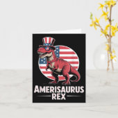 Patriotic Dinosaurier 4. Juli Amerisaurus Rex Karte (Gelbe Blume)