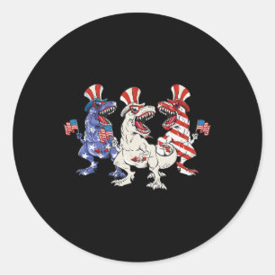 Patriotic Dinosaurier 4. Juli Uns Kleinkind Kids A Runder Aufkleber