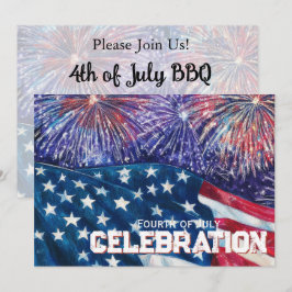 Patriotic Distressed Flag July 4th Invitation Einladung