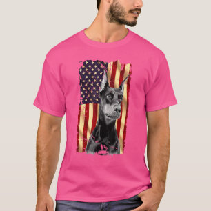 Patriotic Doberman American Flag 4. Juli Hund T-Shirt