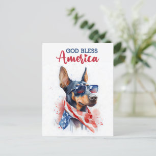Patriotic Doberman, Gott segne Amerika Postkarte