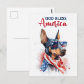 Patriotic Doberman, Gott segne Amerika Postkarte (Vorne/Hinten)