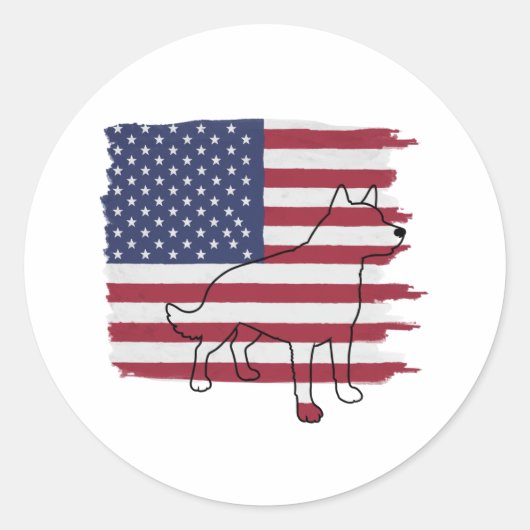 Patriotic DOG American Flag Vintag Runder Aufkleber (Vorderseite)