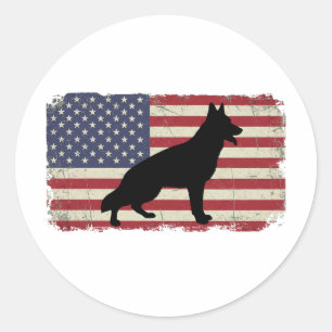 Patriotic DOG American Flag Vintag Runder Aufkleber