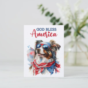 Patriotic Dog-Australian Shepherd 4. Juli Card Feiertagskarte