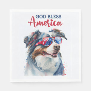 Patriotic Dog-Australian Shepherd Serviette