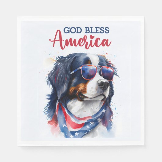Patriotic Dog-Bernese Serviette (Vorderseite)