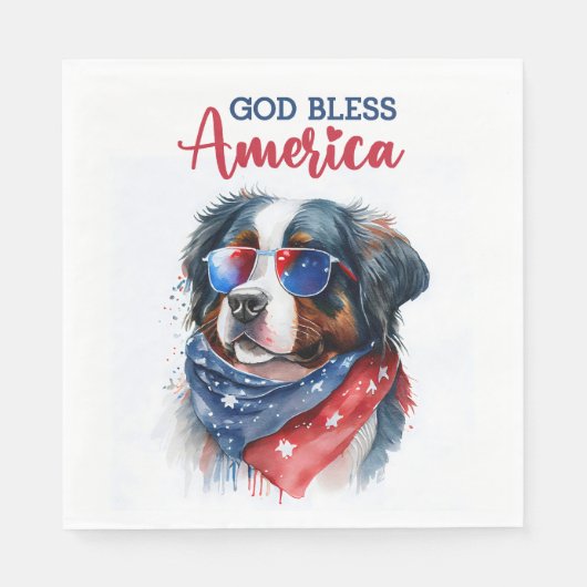 Patriotic Dog-Bernese Serviette (Vorderseite)