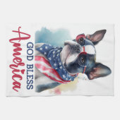 Patriotic Dog-Boston Terrier Geschirrtuch (Horizontal)
