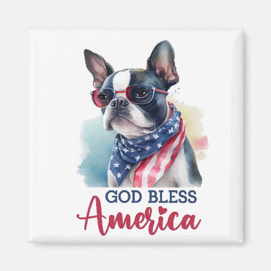 Patriotic Dog-Boston Terrier Magnet (Vorne)