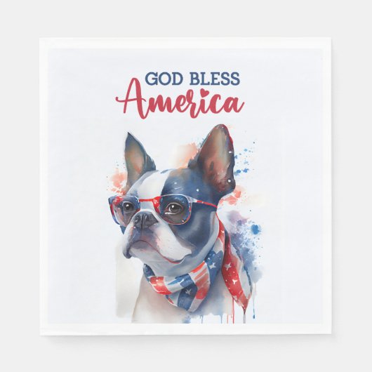 Patriotic Dog-Boston Terrier Serviette (Vorderseite)