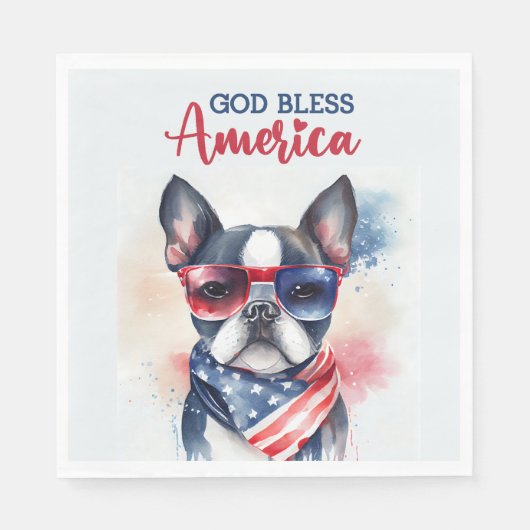 Patriotic Dog-Boston Terrier Serviette (Vorderseite)