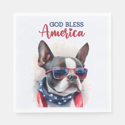Patriotic Dog-Boston Terrier Serviette (Vorderseite)