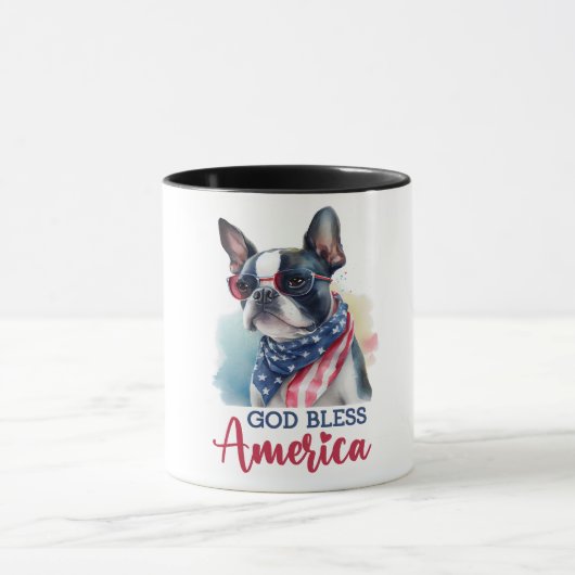 Patriotic Dog-Boston Terrier Tasse (Zentrum)